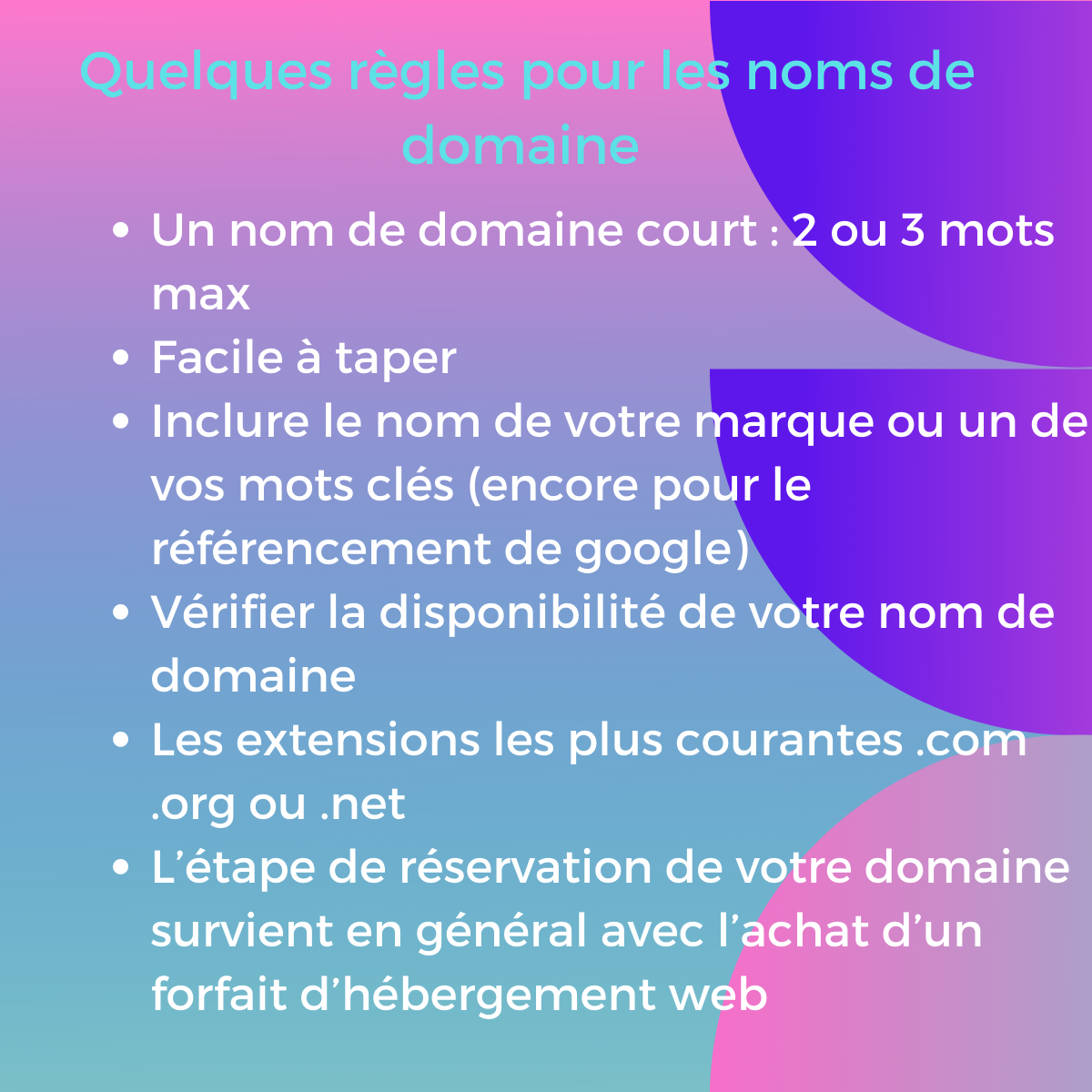 Noms de domaine pour un site web